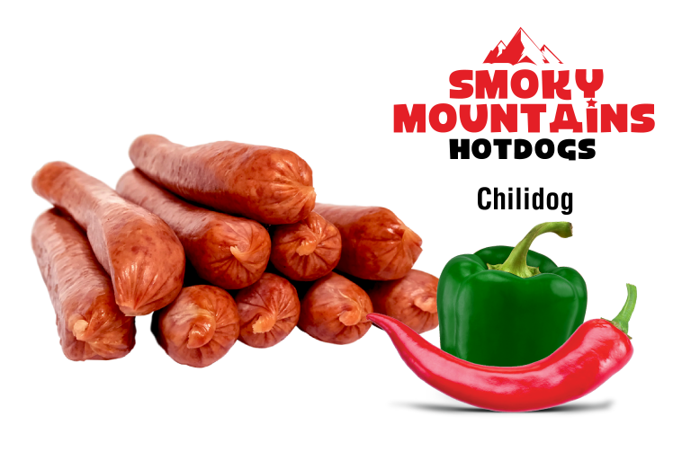Gourmet hotdogs van Smoky Mountains met chili peper en paprika