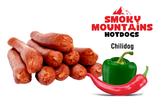Gourmet hotdogs van Smoky Mountains met chili peper en paprika