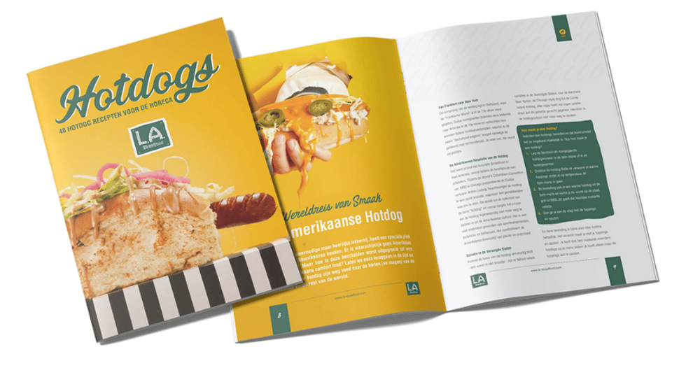 Mock up van het boek 40 hotdog recepten | LA Streetfood
