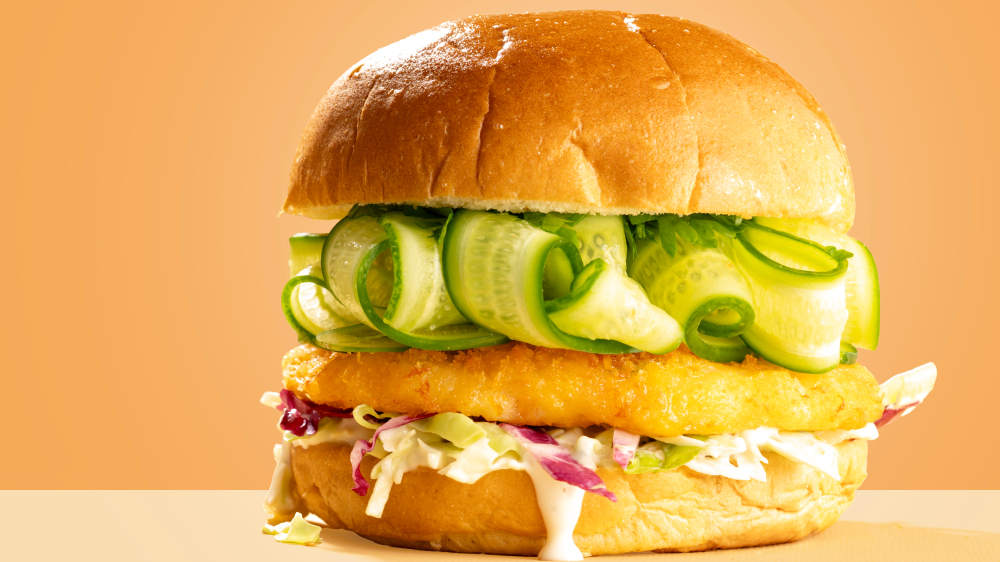 Hamburger am&eacute;ricain aux crevettes et au poisson pour le secteur de la restauration