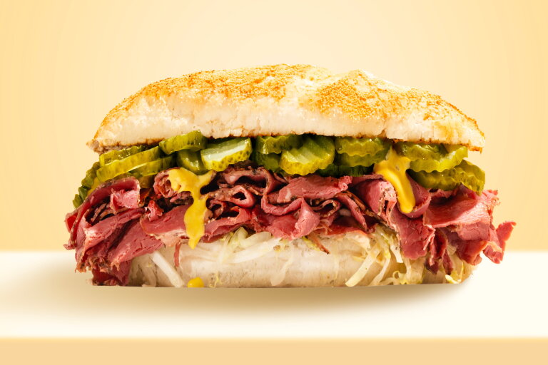 American sub sandwich pastrami dill pickles | LA Streetfood
