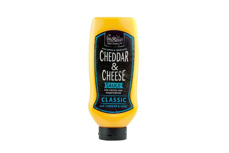 Sauce au fromage cheddar dans une bouteille pratique à presser