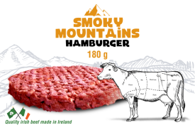 Smoky Mountains Hamburger van 180gr met illustratie van rund