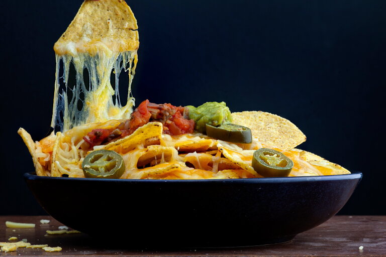 Nacho chips platter with cheese mix | LA Streetfood
