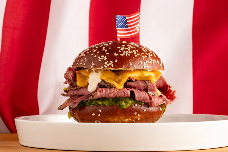 New York Beef Pastrami Halal American Melt Sandwiches | LA Streetfood