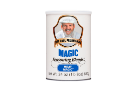 Product afbeelding met een blik Meat Magic Seasoning van Paul Prudhomme