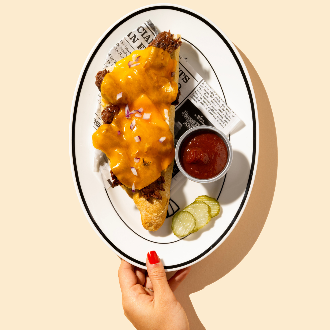 Fable Pulled Shiitake | Open Melt Sandwich