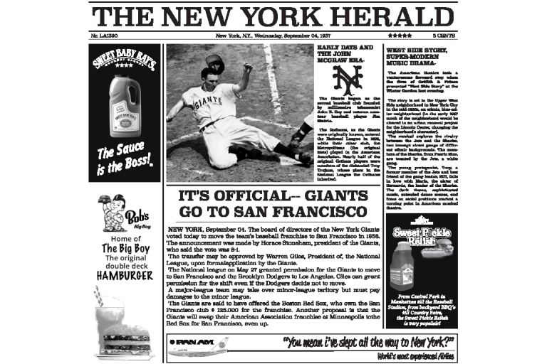 Newspaper New York 1952 vetvrij voor horeca | LA Streetfood